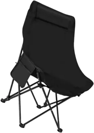 Foldable Chair Padded Seat Portable Camping Gear Outdoor Chair Black Moon Chair for Camping Fishing Picnic Beach