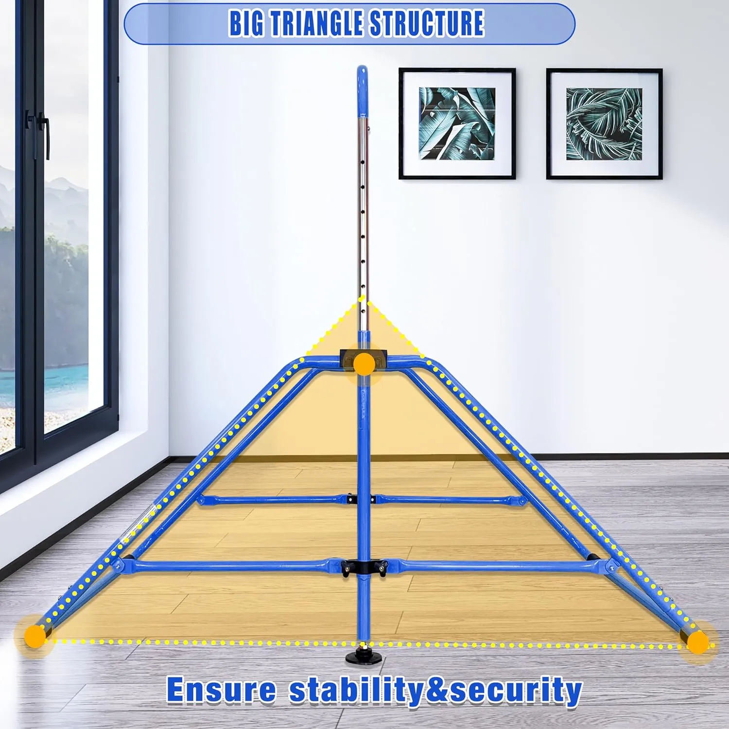 Foldable Gymnastic Bar for Kids Ages 3-9, 9 Height Levels, 200 lbs Weight Capacity, 5 Ft Length Gymnastic Kip Bar with Mat, Gymnastic Equipment for Home and Gym Center Indoor Outdoor Use