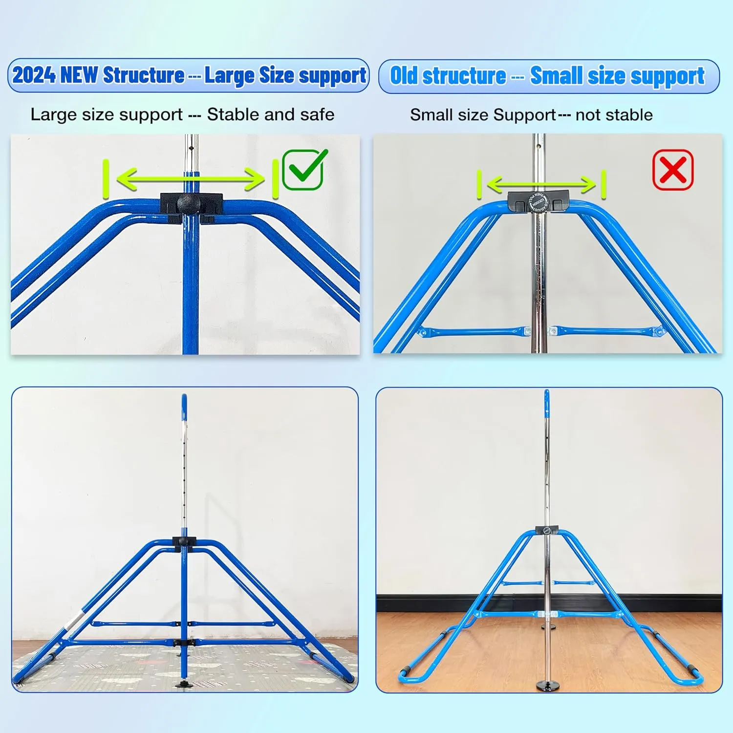 Foldable Gymnastic Bar for Kids Ages 3-9, 9 Height Levels, 200 lbs Weight Capacity, 5 Ft Length Gymnastic Kip Bar with Mat, Gymnastic Equipment for Home and Gym Center Indoor Outdoor Use