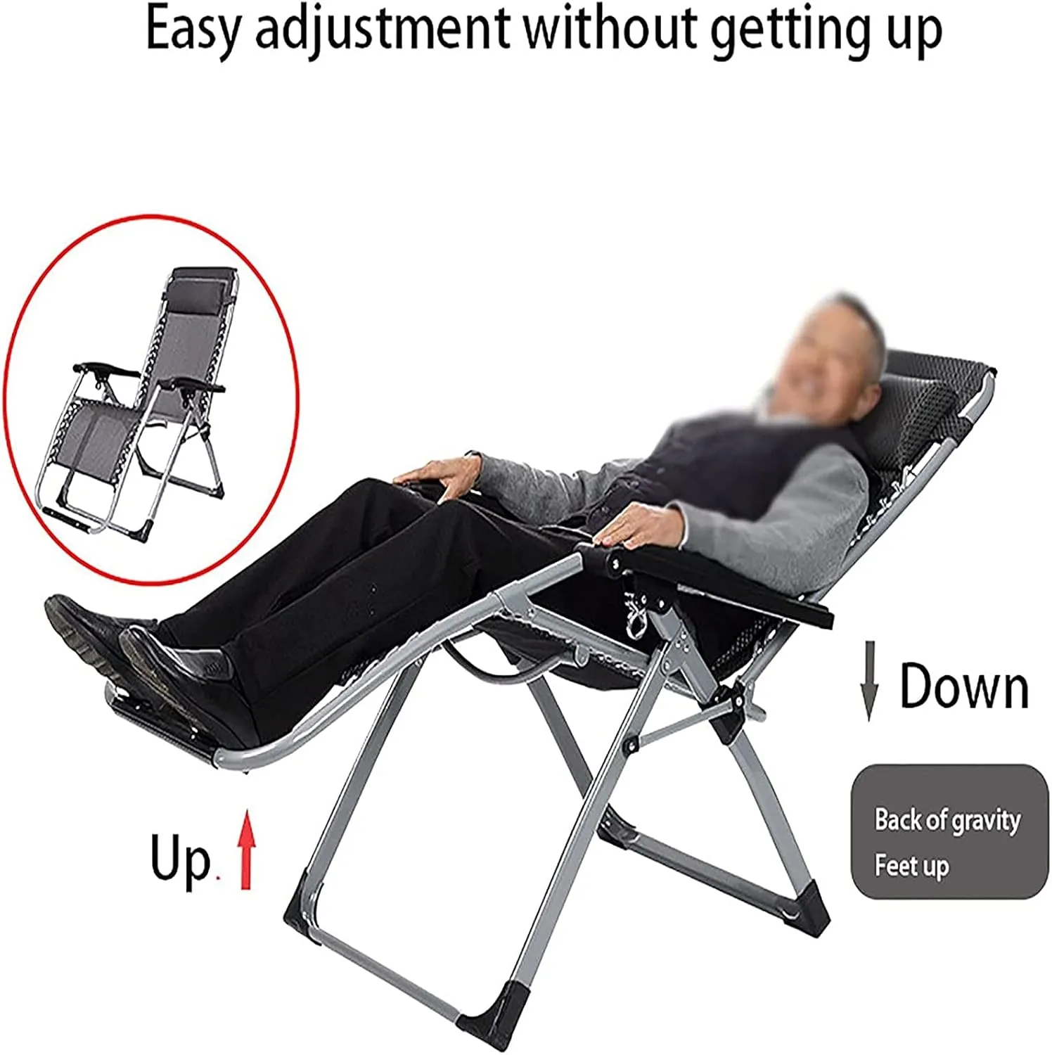 Folding and Recliner Chair Folding Lounger for Vacation Garden Beach Lounge Camping Outdoor Lounger