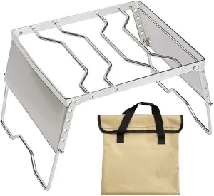 Folding Campfire Grill Portable Barbecue Grill Burner Stove Stand Stainless Stee Grill for Camping Hiking BBQ Accessory