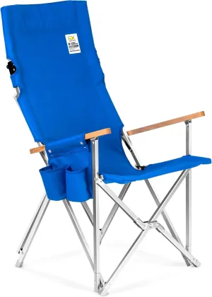 Folding Camping Chair for Outside, High Back Lawn Chairs Blue Lightweight Portable Folding Chair with Cup Holder, Pocket for Patio, Sport, Outdoor