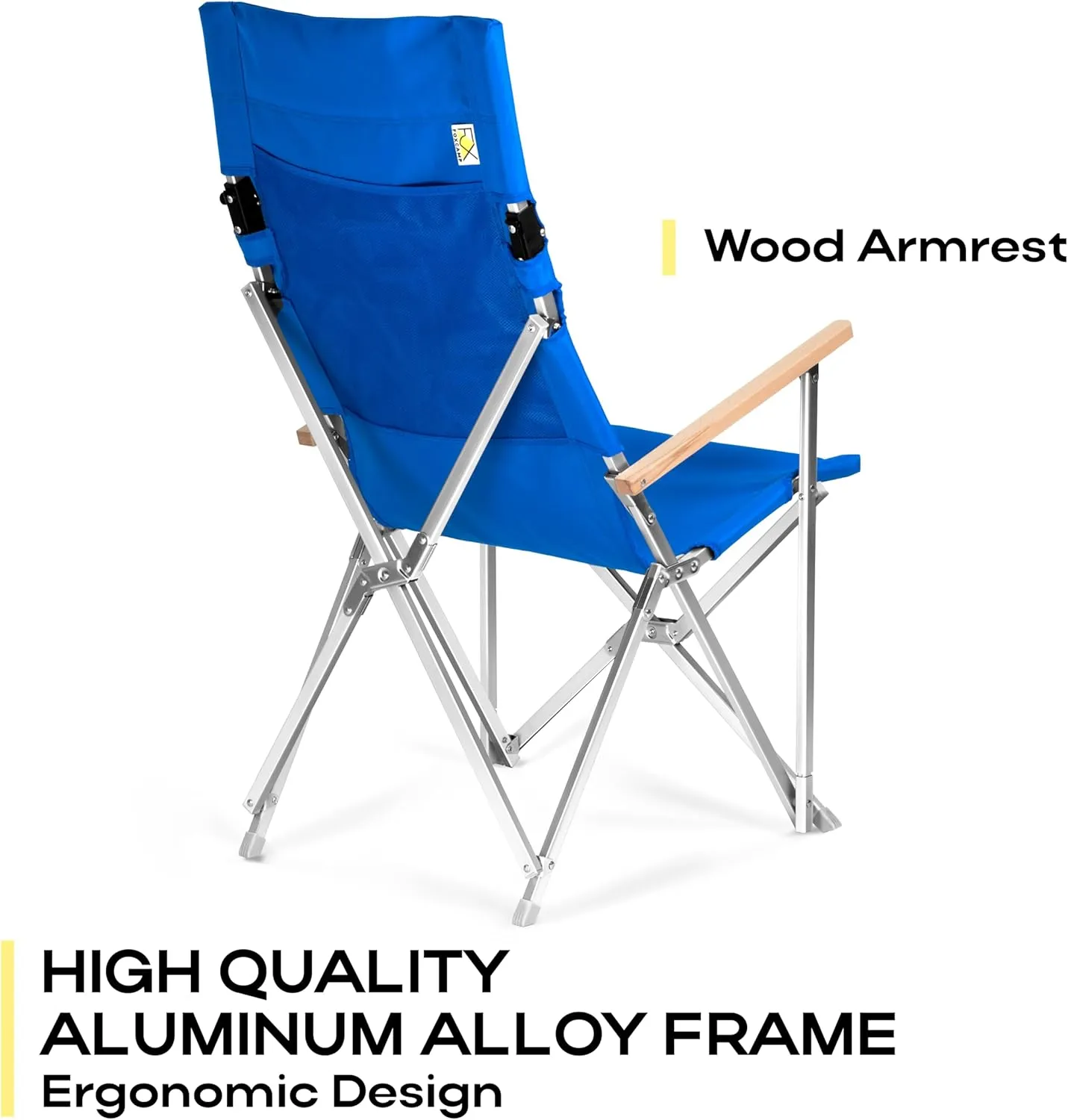 Folding Camping Chair for Outside, High Back Lawn Chairs Blue Lightweight Portable Folding Chair with Cup Holder, Pocket for Patio, Sport, Outdoor