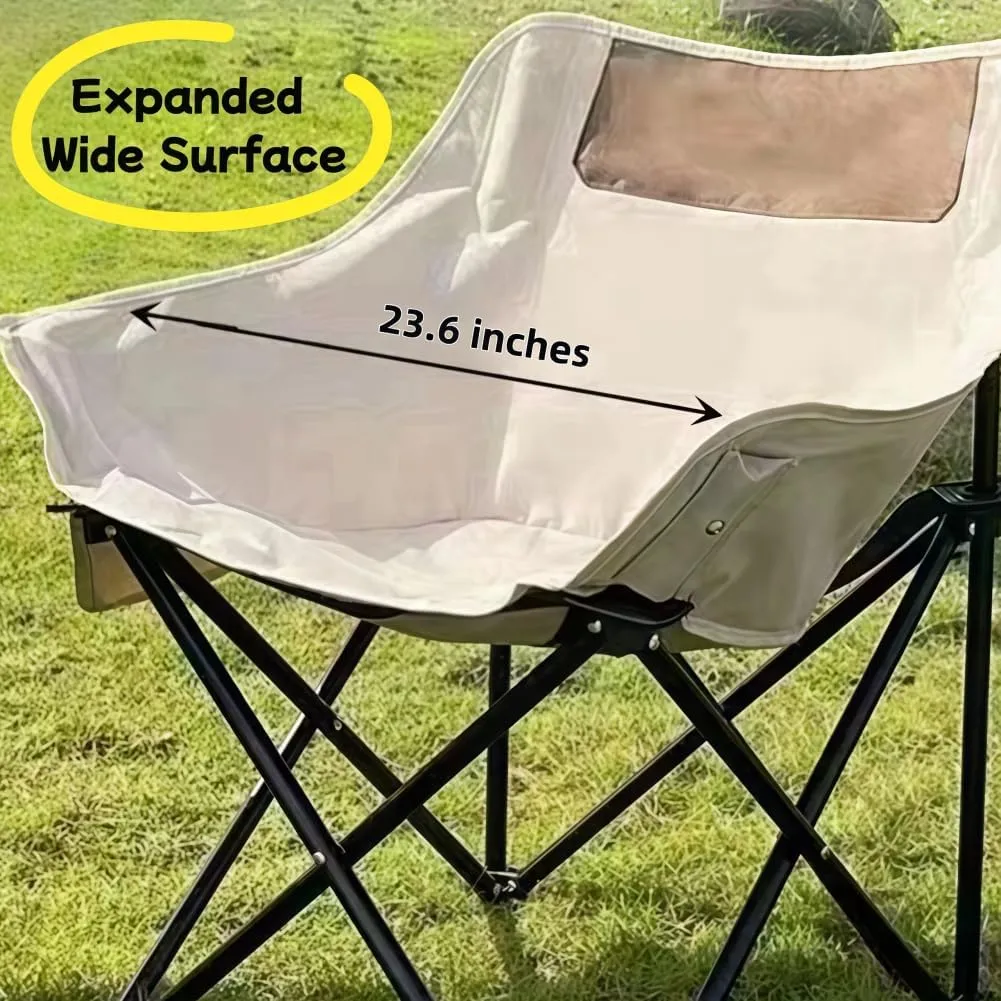 Folding Camping Chair, Lightweight Portable Lawn Chairs with Carry Bag, 600D Oxford Compact Outdoor Picnic Stool for Hiking, Beach, Fishing, and Market Stalls (Black)