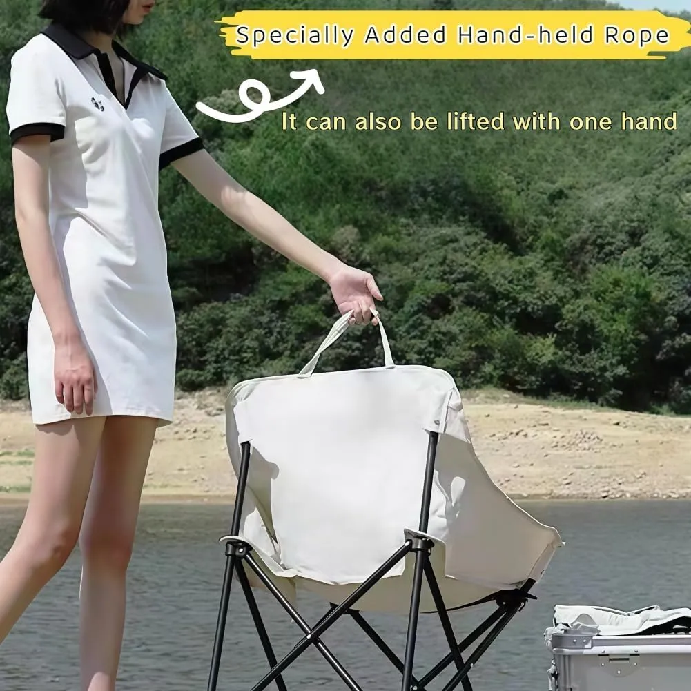Folding Camping Chair, Lightweight Portable Lawn Chairs with Carry Bag, 600D Oxford Compact Outdoor Picnic Stool for Hiking, Beach, Fishing, and Market Stalls (Black)