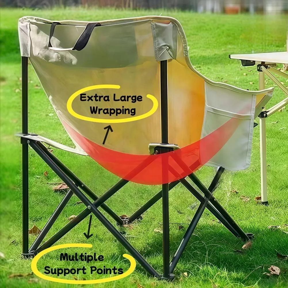 Folding Camping Chair, Lightweight Portable Lawn Chairs with Carry Bag, 600D Oxford Compact Outdoor Picnic Stool for Hiking, Beach, Fishing, and Market Stalls (Black)