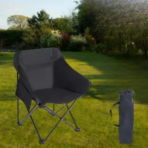 Folding Camping Chair, Lightweight Portable Lawn Chairs with Carry Bag, 600D Oxford Compact Outdoor Picnic Stool for Hiking, Beach, Fishing, and Market Stalls (Black)