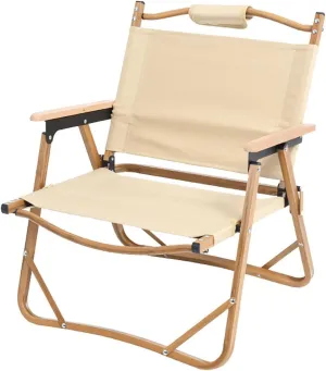 Folding Camping Chair Oversized Heavy Duty Padded Outdoor Camping Fishing Chair,Aluminum Portable Folding Chair,265 LBS Weight Capacity, Thicken 600D Oxford (Brown)