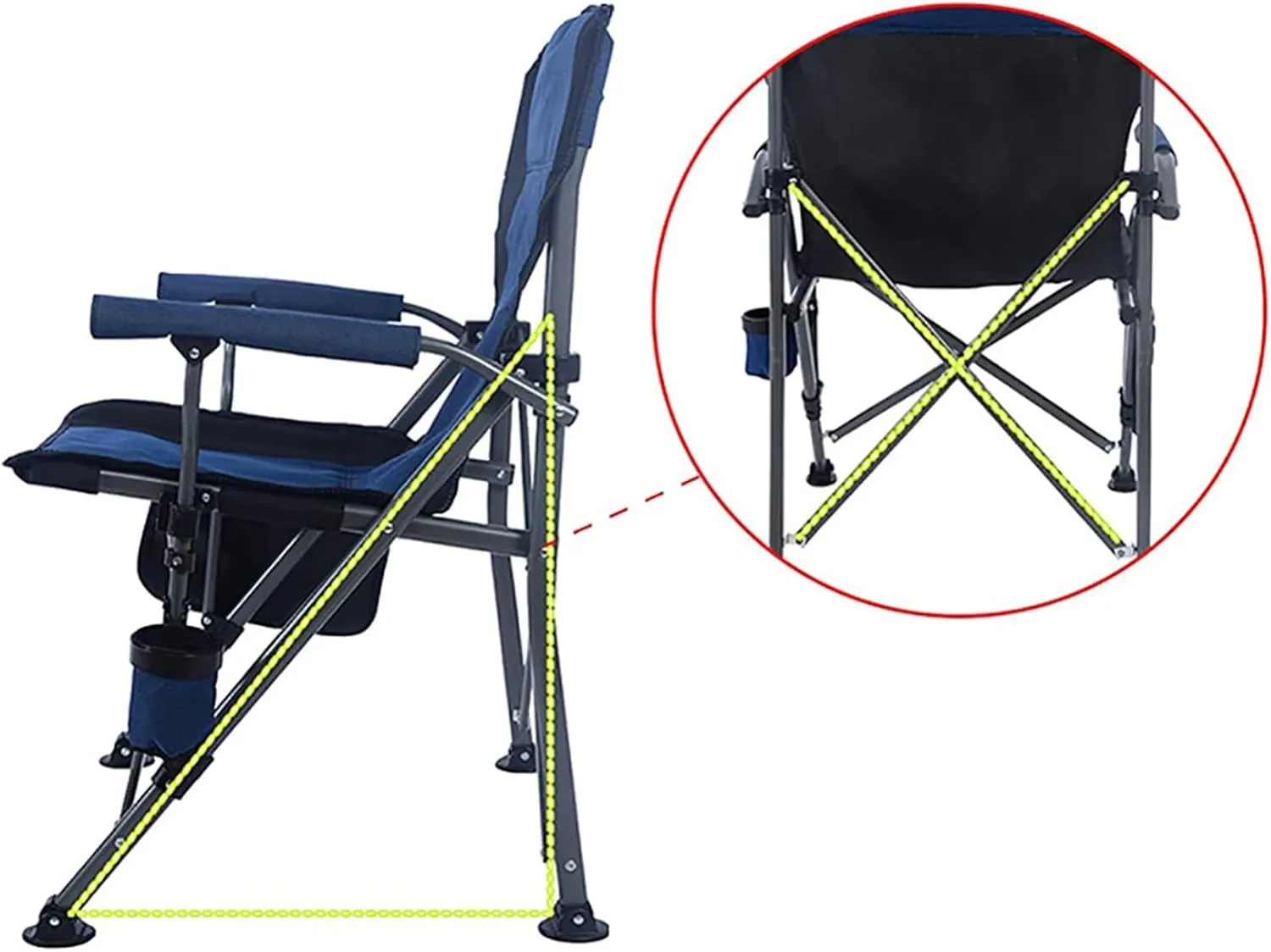 Folding Camping Chair, Portable High Back Padded Garden Chair with Armrests, Loadable 150kg, Chairs for Fishing Garden Picnic and Travel C