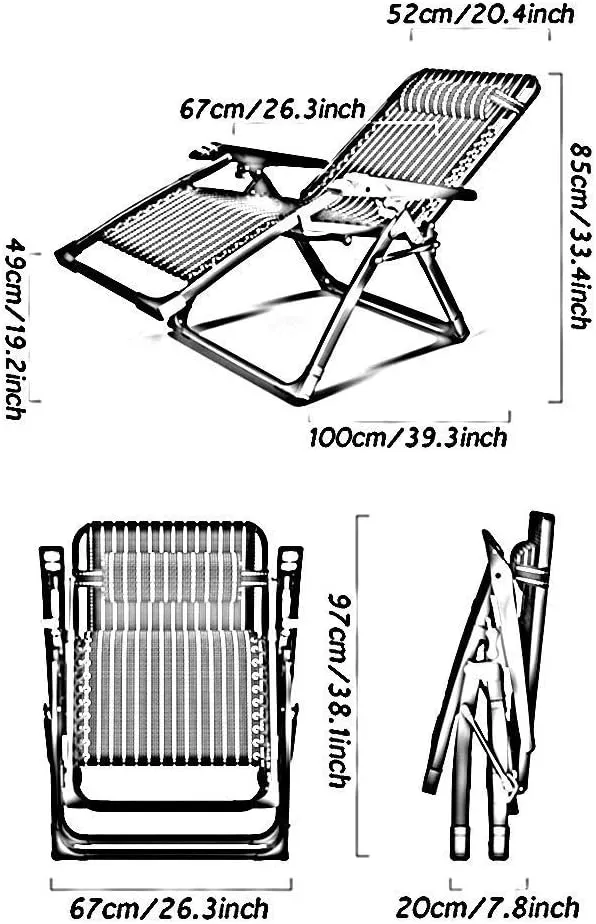 Folding Camping Chair,Deck Chairs,Metal Multi-Purpose Folding Recliner Portable Beach Sun Garden Deck Lounge Chair Indoor Lunch Break Chair