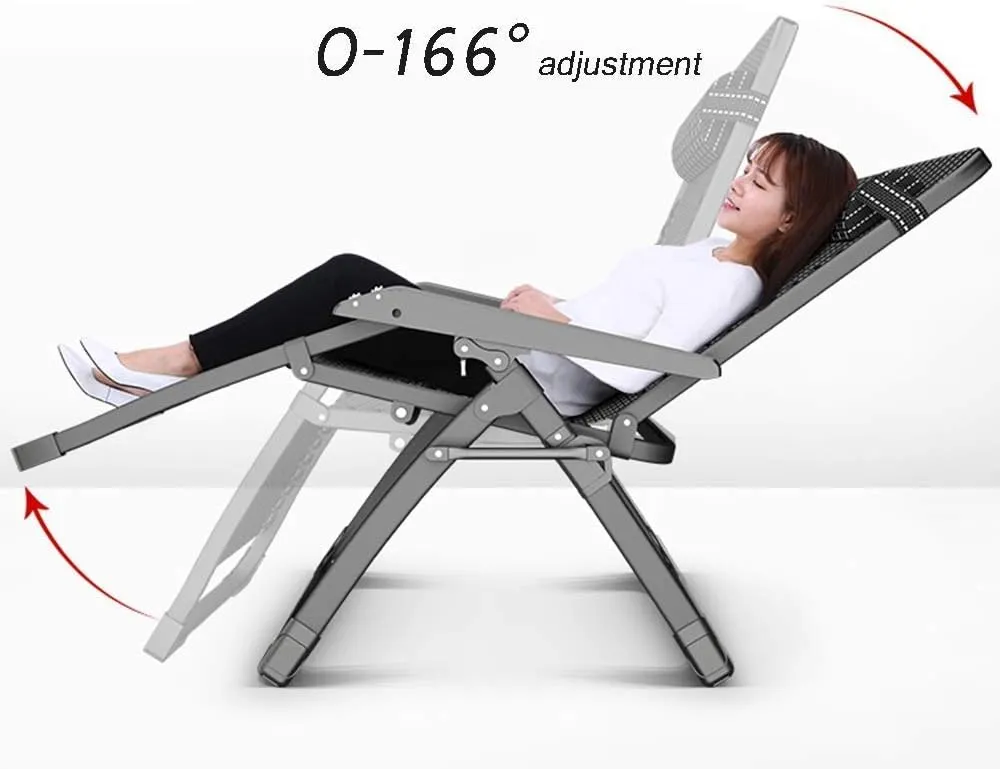 Folding Camping Chair,Deck Chairs,Metal Multi-Purpose Folding Recliner Portable Beach Sun Garden Deck Lounge Chair Indoor Lunch Break Chair