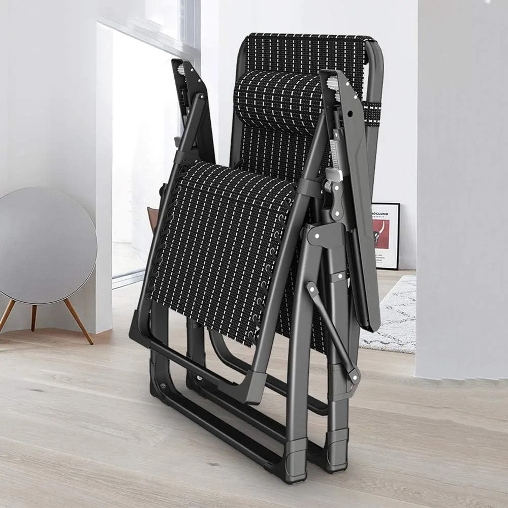 Folding Camping Chair,Deck Chairs,Metal Multi-Purpose Folding Recliner Portable Beach Sun Garden Deck Lounge Chair Indoor Lunch Break Chair