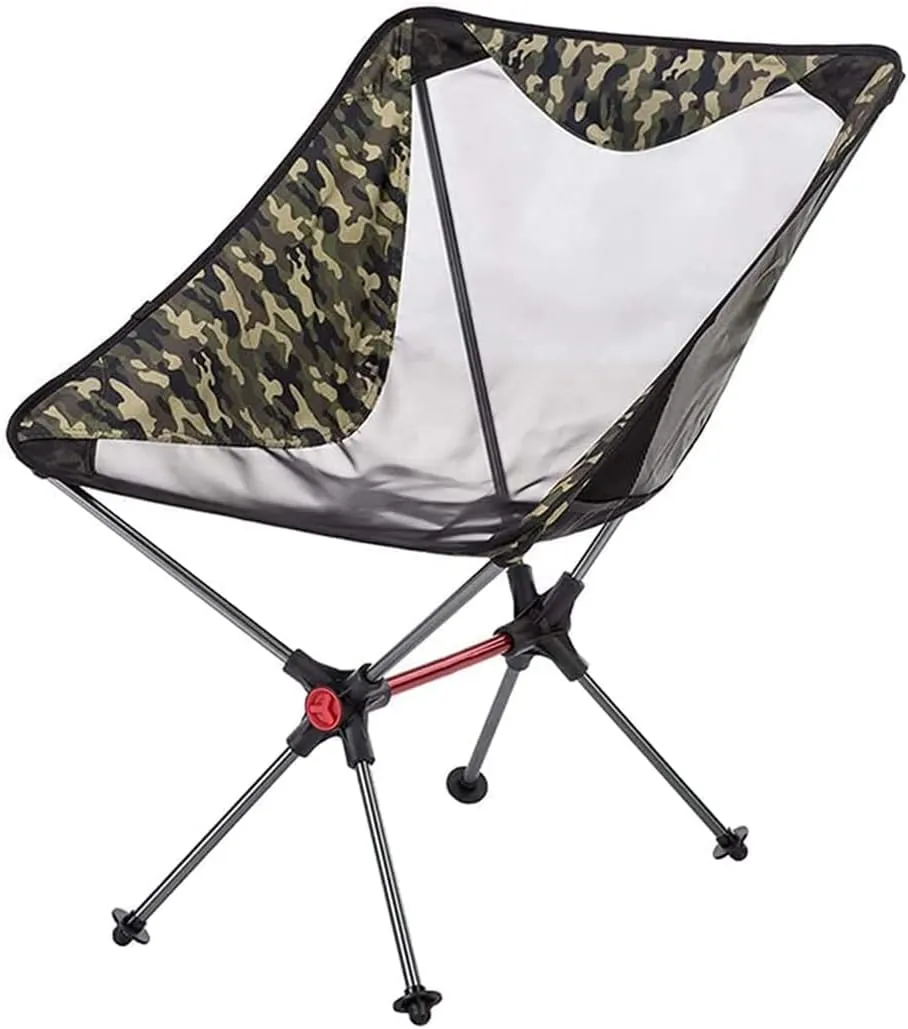 Folding Camping Chairs, Portable Fishing Chair, Outdoor Camping Stool, Breathable Mesh Moon Chair with Storage Bag
