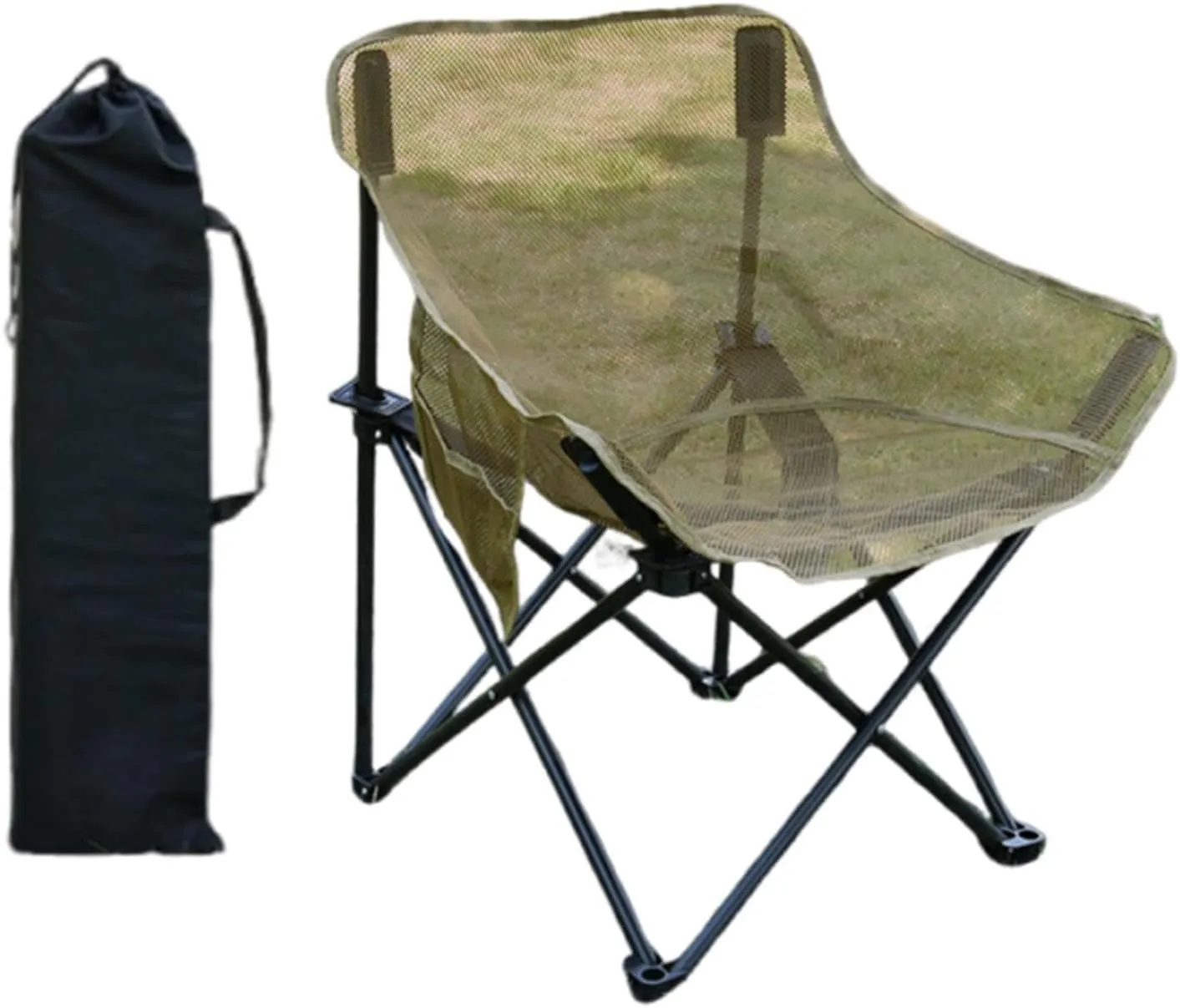 Folding Chair Camping Chair Folded Heavy Duty for Adults with Carrying Bag for Backpacking Travel Picnics Fishing Barbecue, Khaki