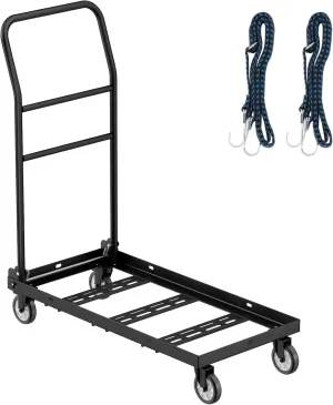 Folding Chair Dolly with 360 Swivel Wheels - 12 Chair Capacity, 300 LBS Load, Multi-Function Cart