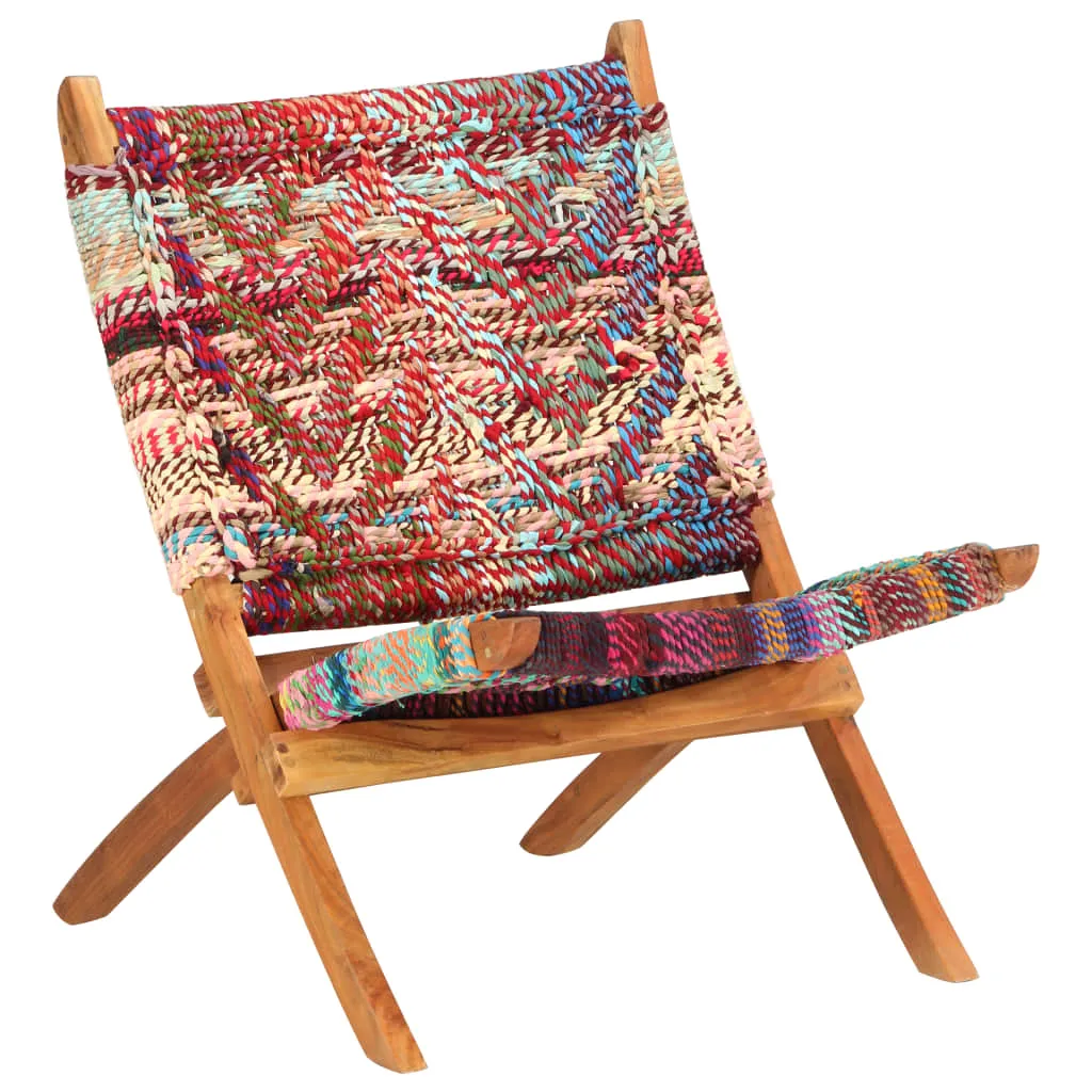 Folding Chindi Chair Multicolors Fabric