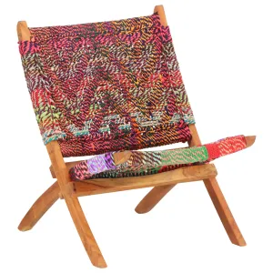 Folding Chindi Chair Multicolors Fabric