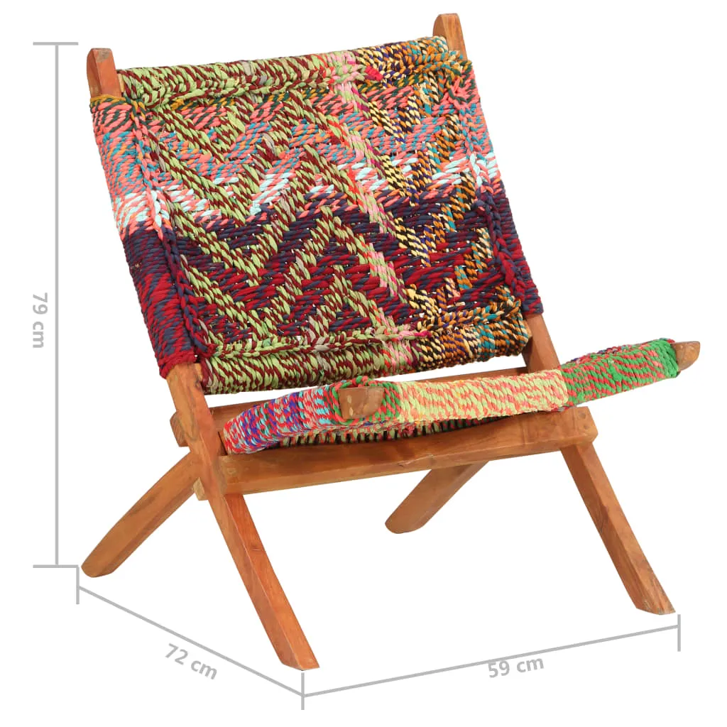 Folding Chindi Chair Multicolors Fabric