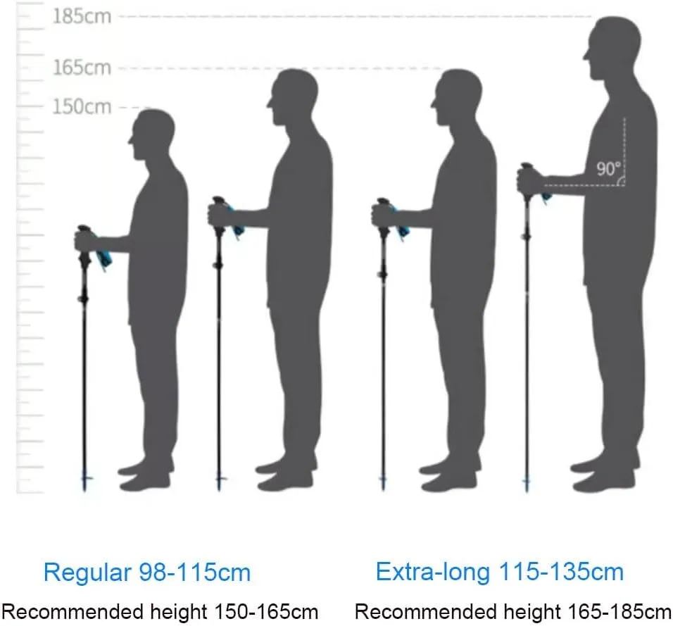 Folding Collapsible Hiking Pole, Adjustable Telescopic Trekking Poles, Carbon Fibre Walking Stick, Ultra-light Hiking Stick for Hiking, Camping, Mountaining, Backpacking, Walking, Trekking
