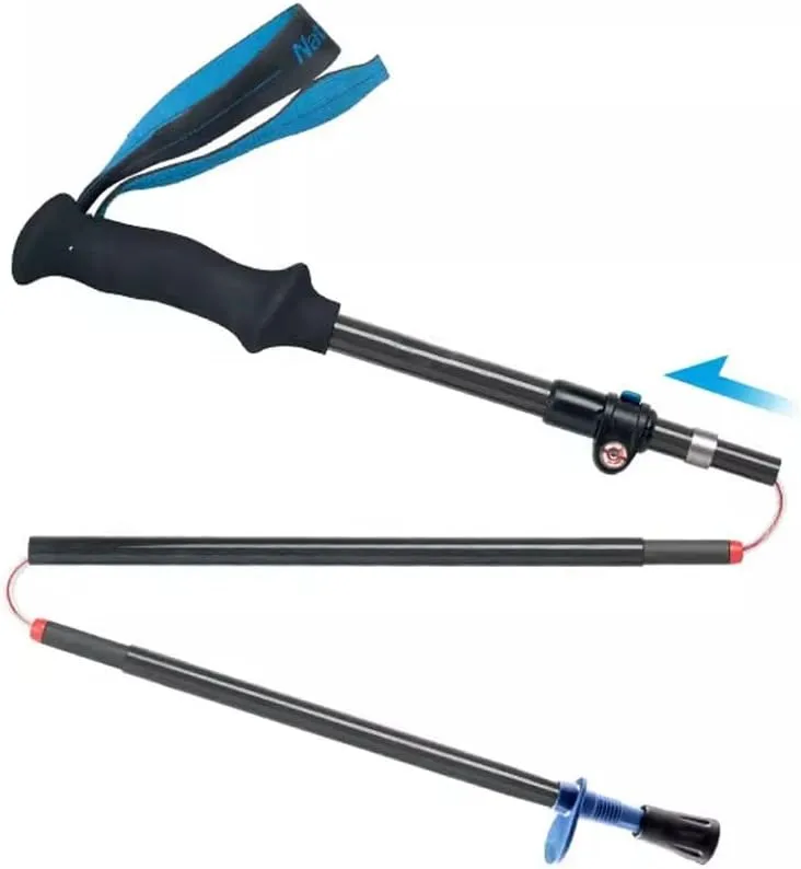 Folding Collapsible Hiking Pole, Adjustable Telescopic Trekking Poles, Carbon Fibre Walking Stick, Ultra-light Hiking Stick for Hiking, Camping, Mountaining, Backpacking, Walking, Trekking