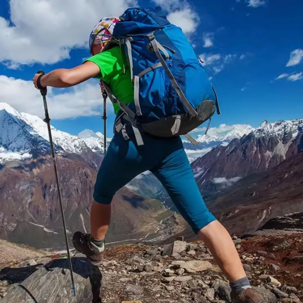 Folding Collapsible Hiking Pole, Adjustable Telescopic Trekking Poles, Carbon Fibre Walking Stick, Ultra-light Hiking Stick for Hiking, Camping, Mountaining, Backpacking, Walking, Trekking
