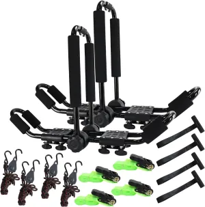 Folding Kayak roof Rack Adjustable for Kayak/Canoe/SUP,J-Bar Rack on Roof Mounting On SUV, Car and Truck Crossbars. (23-krf-2)