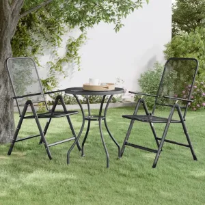 Folding Patio Chairs 2 Pcs Anthracite Adjustable Backrest Outdoor Chairs Expanded Metal Mesh Garden Chairs for Patio, Lawn, Beach, and Camping