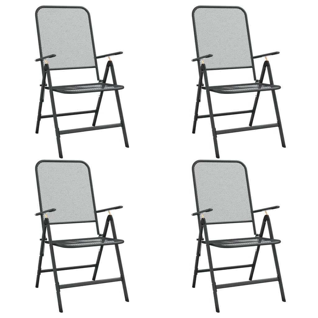 Folding Patio Chairs 2 pcs Expanded Metal Mesh Anthracite