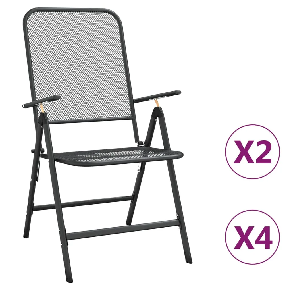 Folding Patio Chairs 2 pcs Expanded Metal Mesh Anthracite