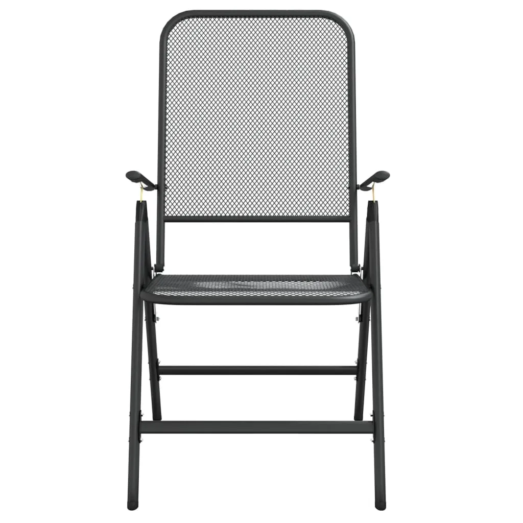 Folding Patio Chairs 2 pcs Expanded Metal Mesh Anthracite
