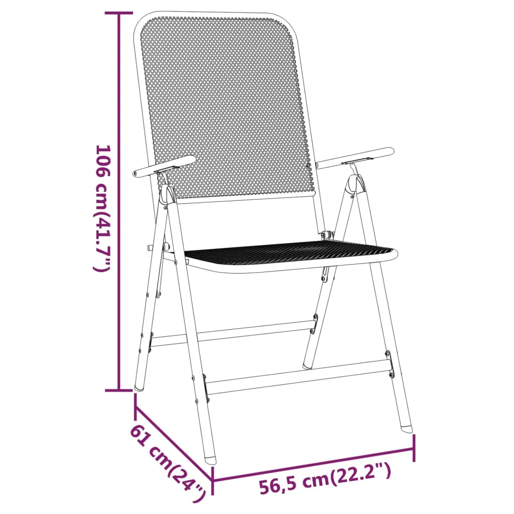 Folding Patio Chairs 2 pcs Expanded Metal Mesh Anthracite