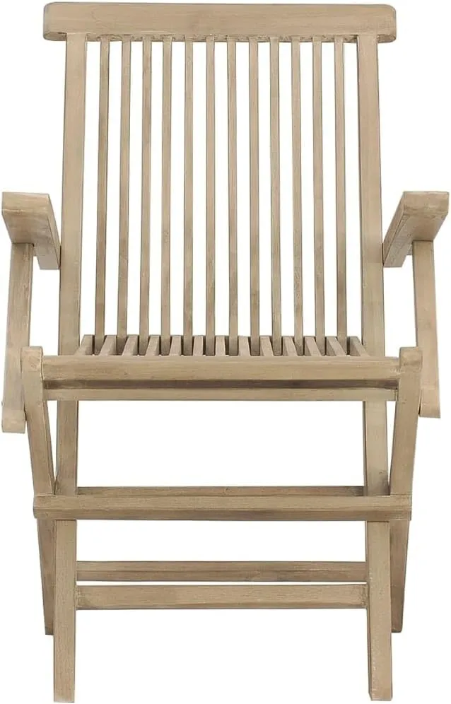 Folding Patio Chairs 2 pcs Gray 22" x 24" x 35" Solid Teak Wood Outdoor Chairs Comfortable Lounge Accent Chairs for Garden, Patio, and Beach