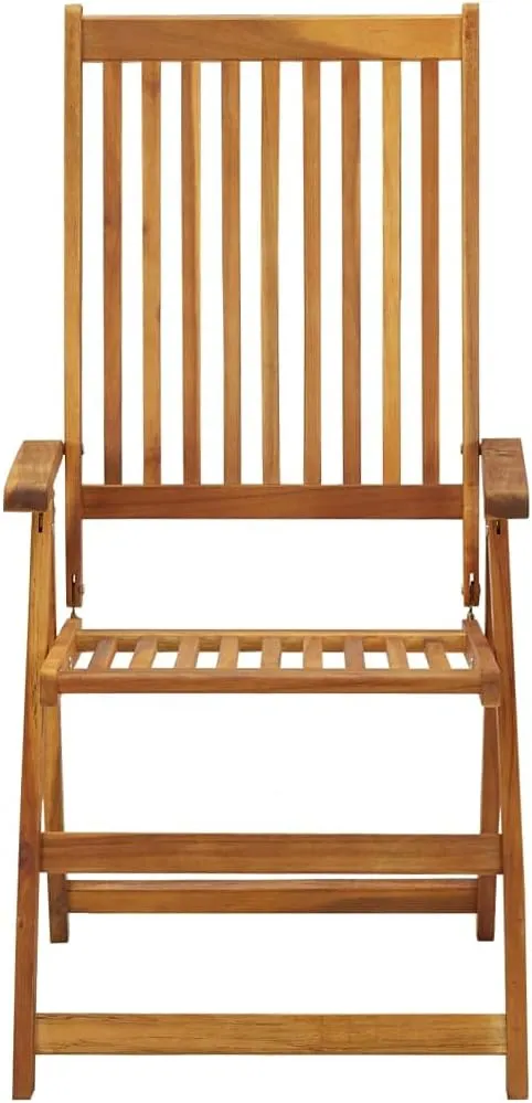 Folding Patio Chairs 3 pcs with Cushions, Solid Acacia Wood, Adjustable 5 Positions, Outdoor Furniture, Comfortable Lounge Chairs for Patio, Garden, Terrace, Dining