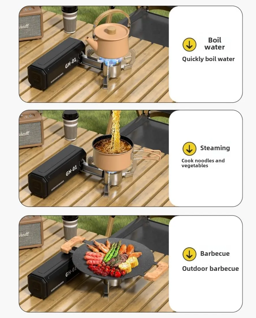Folding Portable Camping Stove 2600W camp stove propane Gas Stove Collapsible Backpacking Stove for Hiking, Outdoor Cooking, and Picnic (beige)
