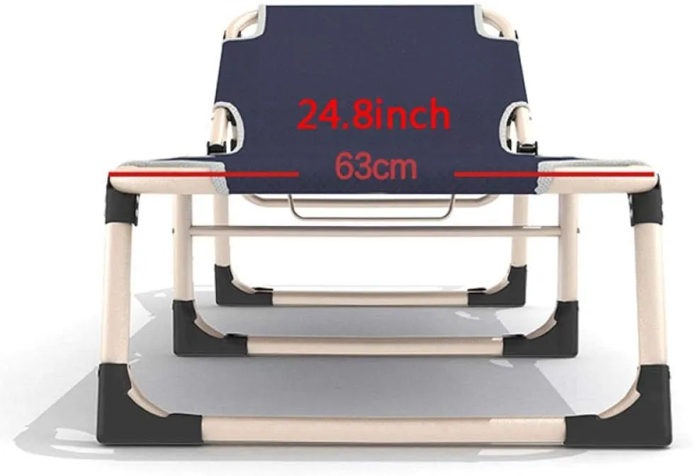 Folding Portable Lounge Chair Reclining Lounger Seat Sun Adjustable Single Bed Office Lunch Break Steel Tube Camping Stool Garden Sunbathing