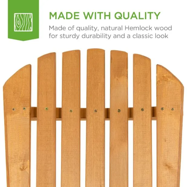 Folding Wooden Adirondack Chair Accent Furniture w/ Natural Finish - Brown