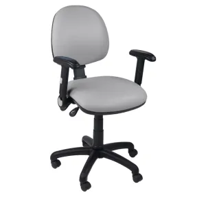 Function operator chair, mid back, black base, folding arms, standard castor, vinyl upholstery, grey