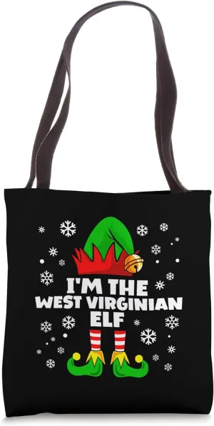 Funny West Virginian Elf Family Matching Group Christmas Tote Bag