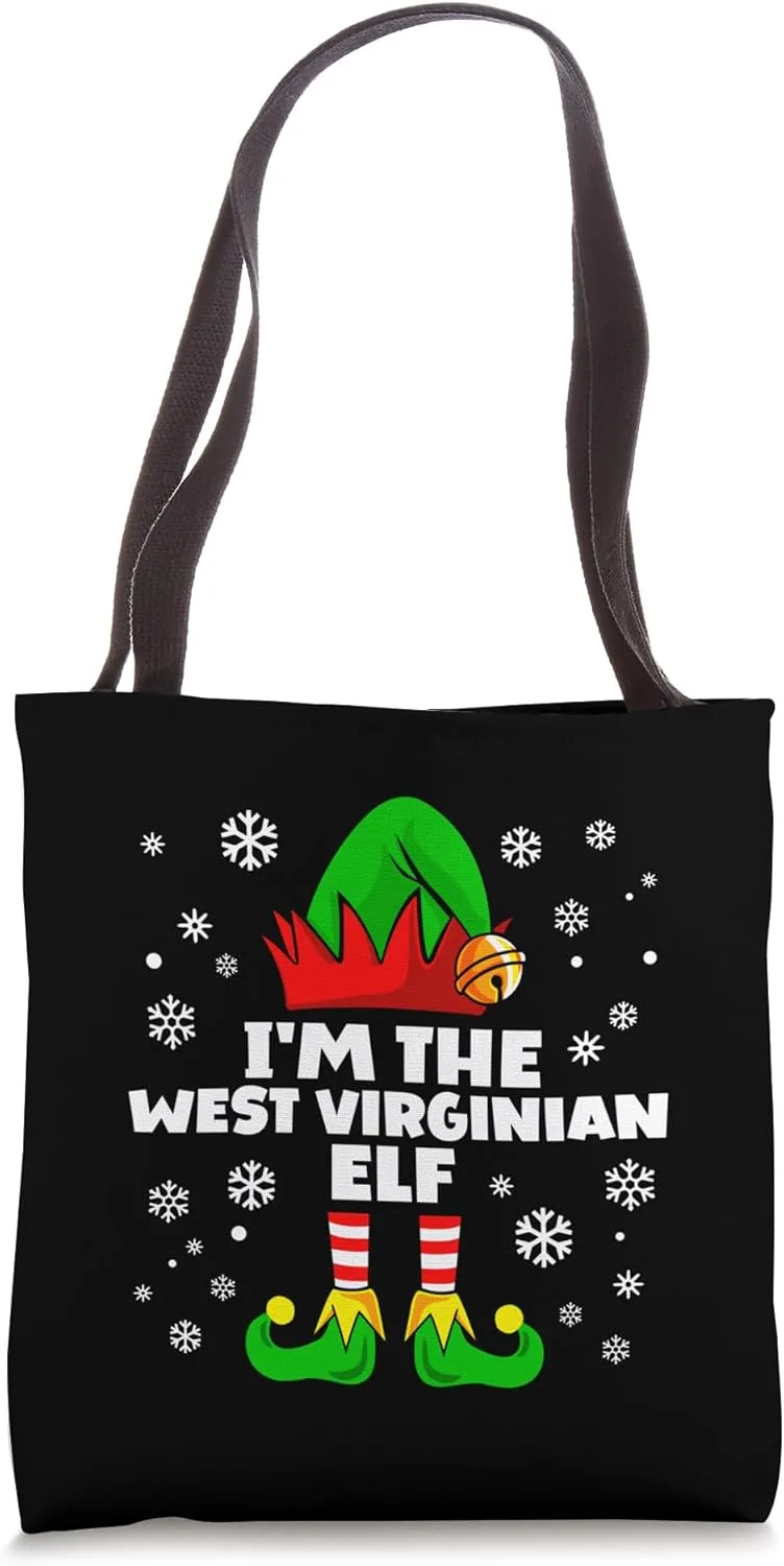 Funny West Virginian Elf Family Matching Group Christmas Tote Bag