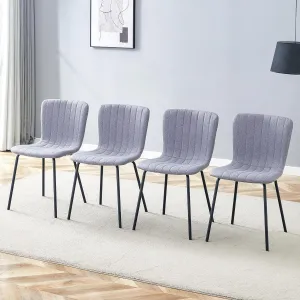 Furniliving Dining Chairs Set of 4, Modern Kitchen & Dining Room Chairs, Upholstered Armless Side Chair with Sturdy Metal Legs for Kitchen Living Room Restaurant(Grey)