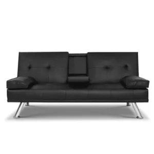 Futon Couch 3 Seater Leather Sofa