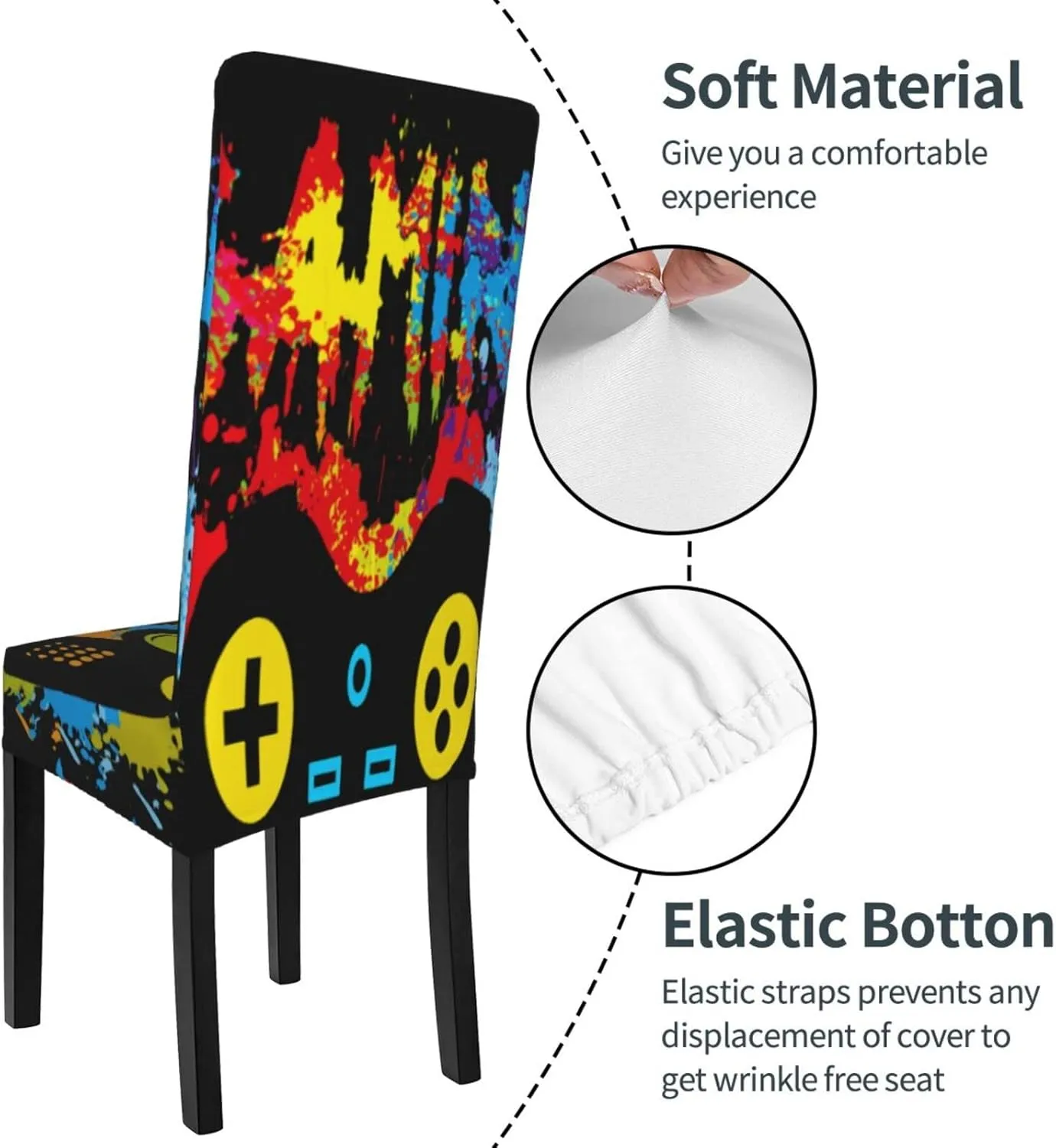 Gaming Lunch Bag Dining Chair Cover Removable Seat Cover Protection Chair Stretch Protective Cover for Restaurant Hotel Party Wedding Seat Cover