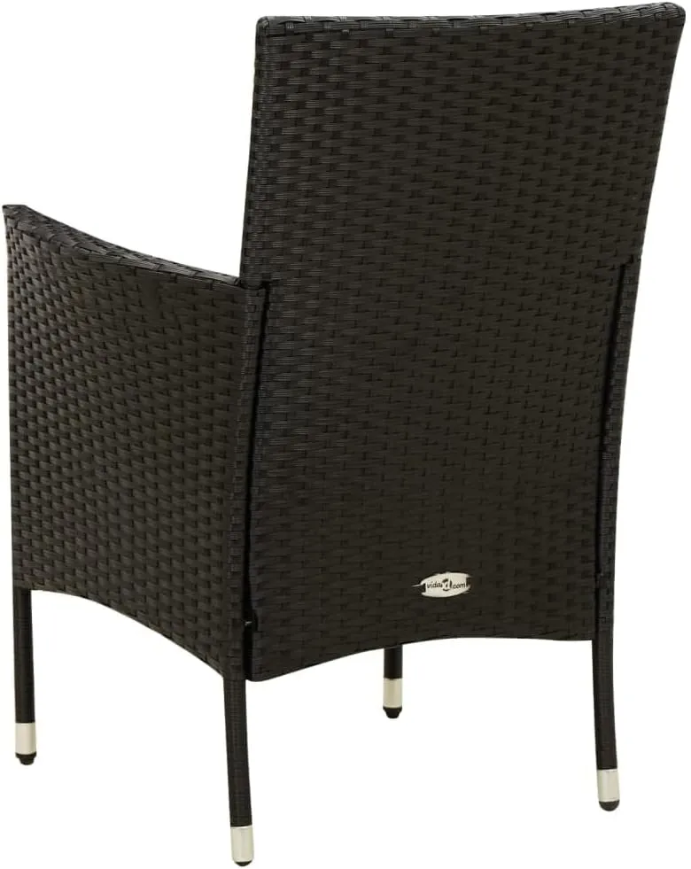 Garden Chairs, Pool Chair, Patio Chairs with Cushions 2 pcs, Easy to Clean Suitable for Patio, Porch, Backyard, Balcony, Garden Poly Rattan Black