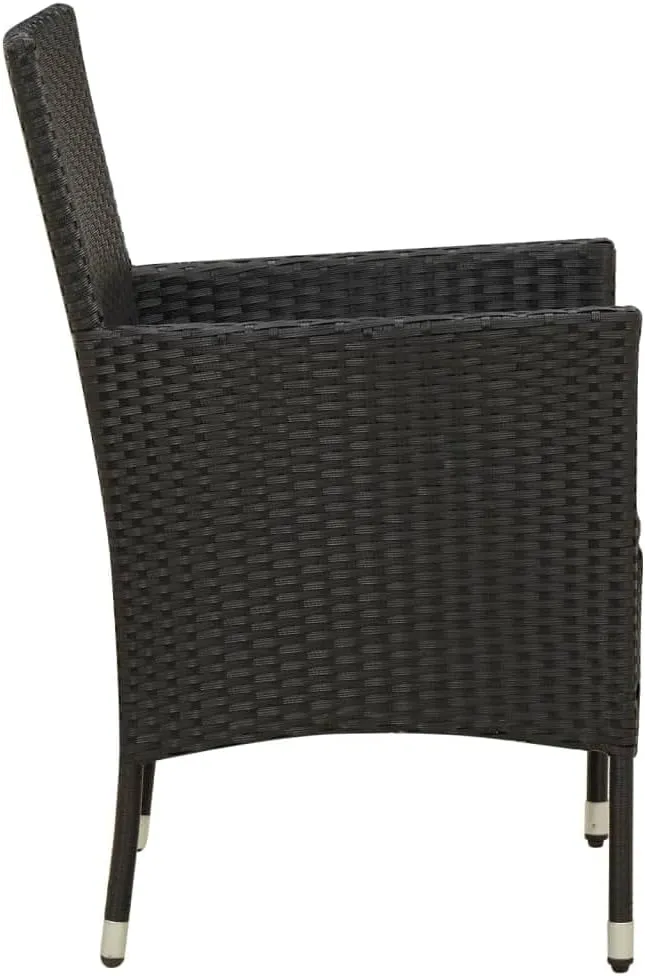 Garden Chairs, Pool Chair, Patio Chairs with Cushions 2 pcs, Easy to Clean Suitable for Patio, Porch, Backyard, Balcony, Garden Poly Rattan Black