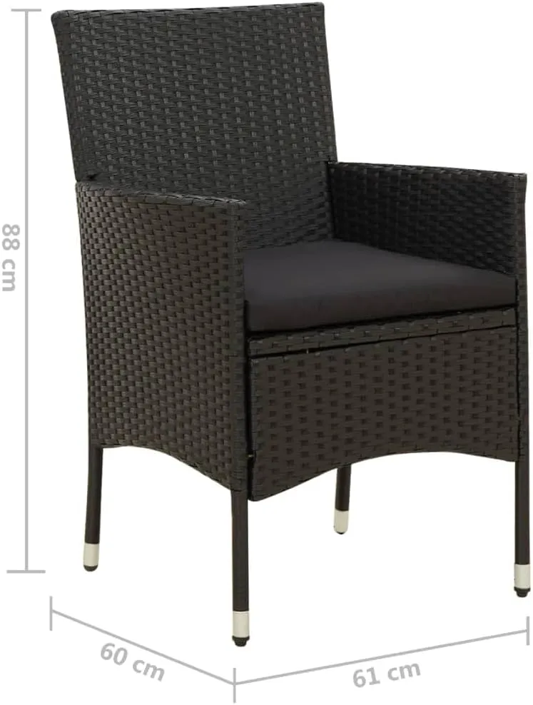 Garden Chairs, Pool Chair, Patio Chairs with Cushions 2 pcs, Easy to Clean Suitable for Patio, Porch, Backyard, Balcony, Garden Poly Rattan Black