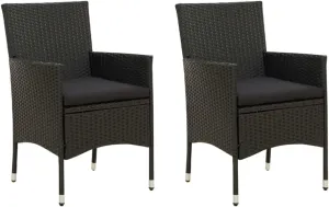 Garden Chairs, Pool Chair, Patio Chairs with Cushions 2 pcs, Easy to Clean Suitable for Patio, Porch, Backyard, Balcony, Garden Poly Rattan Black