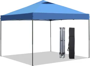 GDY 10'x10' Pop Up Canopy Tent, Portable Gazebo, Outdoor Canopy for Events, Parties, Camping, Blue.