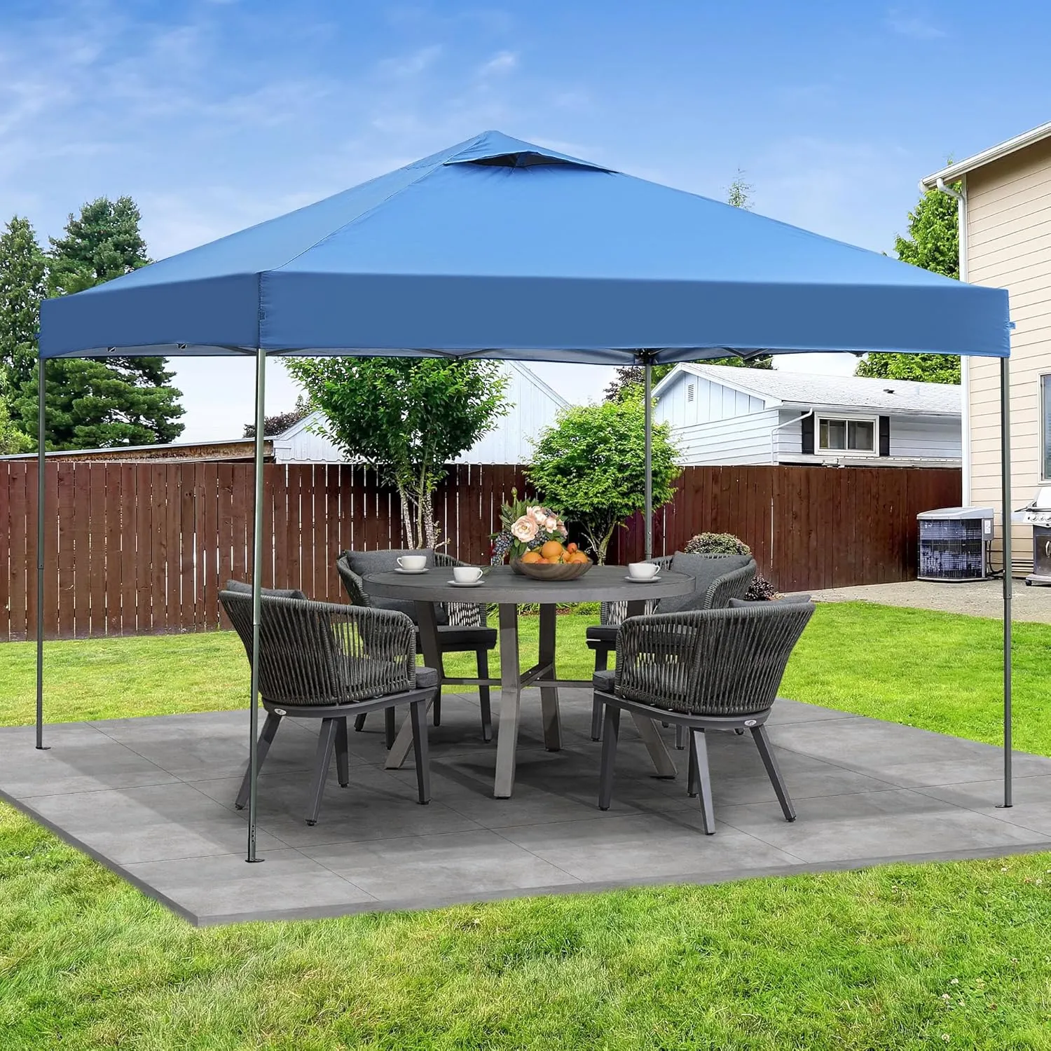 GDY 10'x10' Pop Up Canopy Tent, Portable Gazebo, Outdoor Canopy for Events, Parties, Camping, Blue.