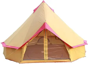 GeRRiT Camping Yurt Tent 4 Season Large Outdoor Camping Tents 4m Bell Teepee Tent 3-10 Persons Polyester Waterproof Pyramid Tent for Party, Hunting, Hiking, Human Shelter