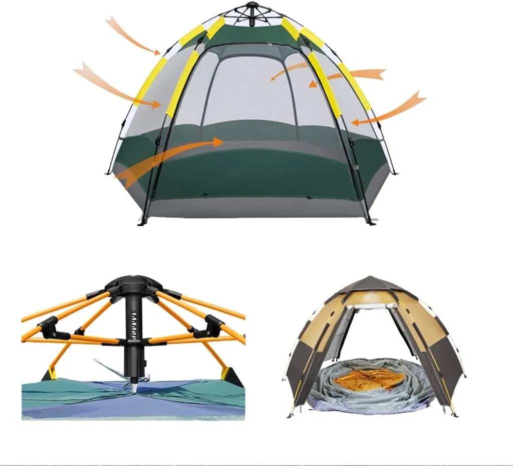 GeRRiT Tent Outdoor 3-4 People Automatic Anti-Storm Rain 2 Double Thick Rainproof Camping Outdoor Camping Household Tent Pop-Up Large Camping Tent Cabin Beach Tent Quick Installation Waterproof Tent